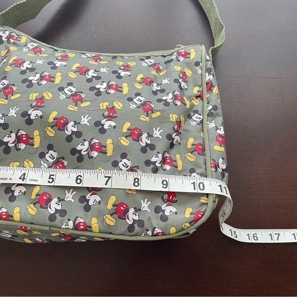 Mickey Mouse Purse From Disney Olive Green With Mickeys All Over shoulder Bag - Picture 6 of 8